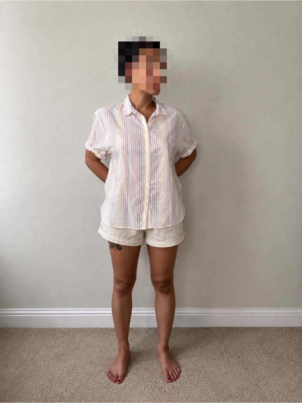 GAP Pastel Multi-Stripe Short Sleeve Button-Down Shirt